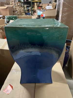 Square Chalice Garden Stool – Green & Blue