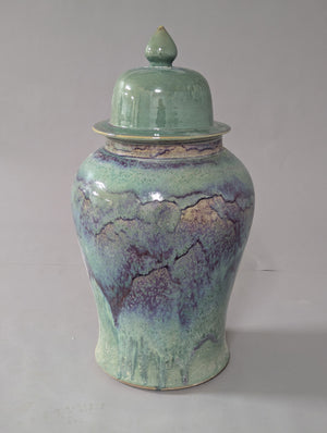 Temple Jar with a Jade Fusion Glaze