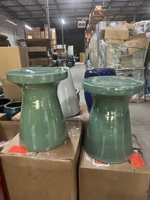 Large Round Peg Garden Stool- Turquoise Glaze