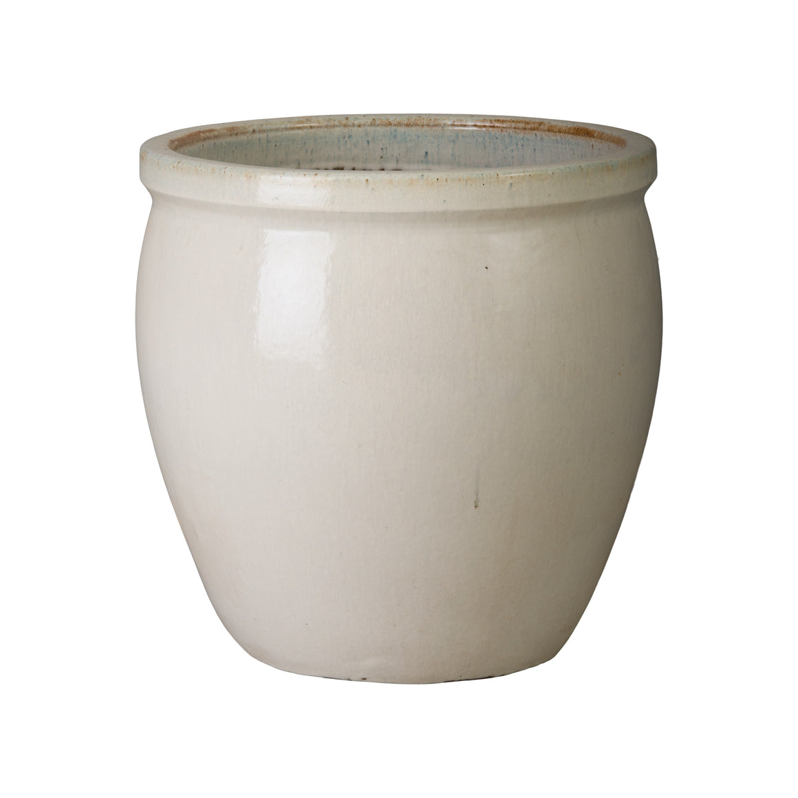 Medium Rimmed Ceramic Planter - Distressed White