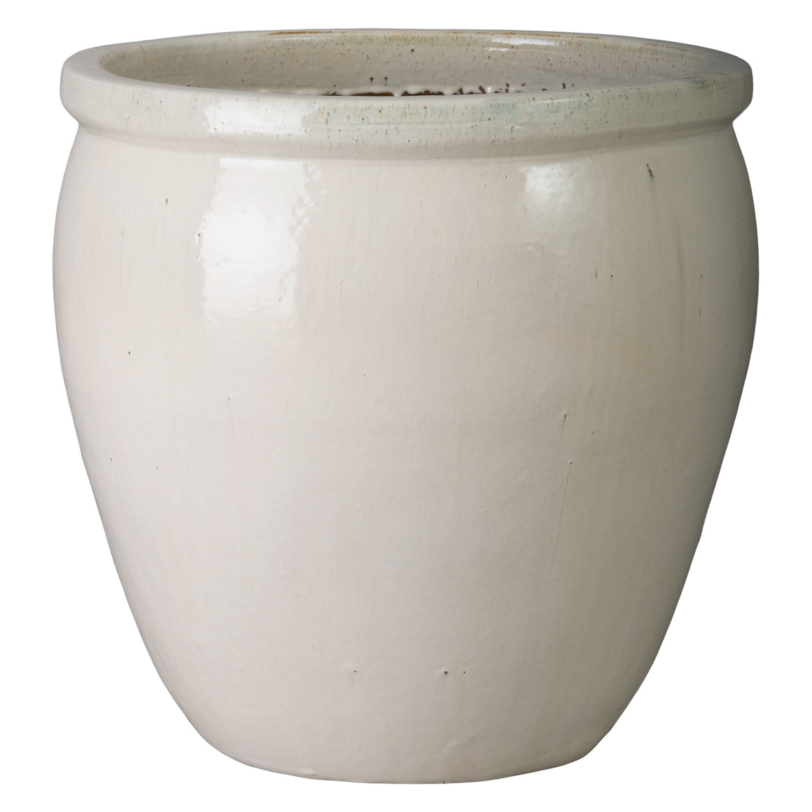 Large Rimmed Ceramic Planter - Ivory