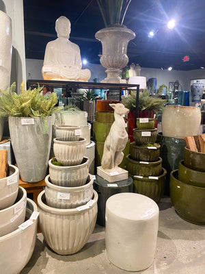 Large Round Ceramic Pot – Distressed White