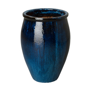 Medium Glazed Ceramic Planter - Royal Blue