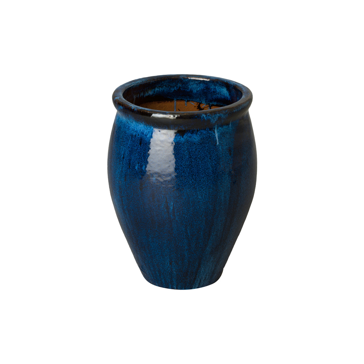 Small Glazed Ceramic Planter - Royal Blue