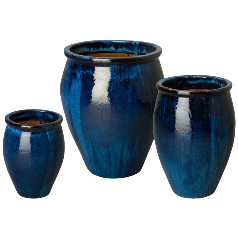 navy blue ceramic flower pots Large Glazed Ceramic Planter - Royal Blue