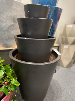 Tapered Matte Black Ceramic Planter - Extra Large