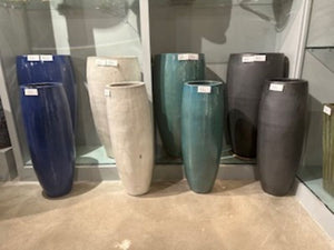 Tall Matte Black Ceramic Cylinder Planter-Large