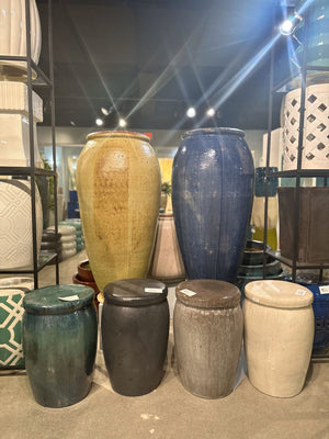 Extra Tall Antique Blue Ceramic Storage Jar