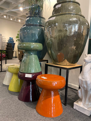 Mushroom Garden Stool - Lemon Green