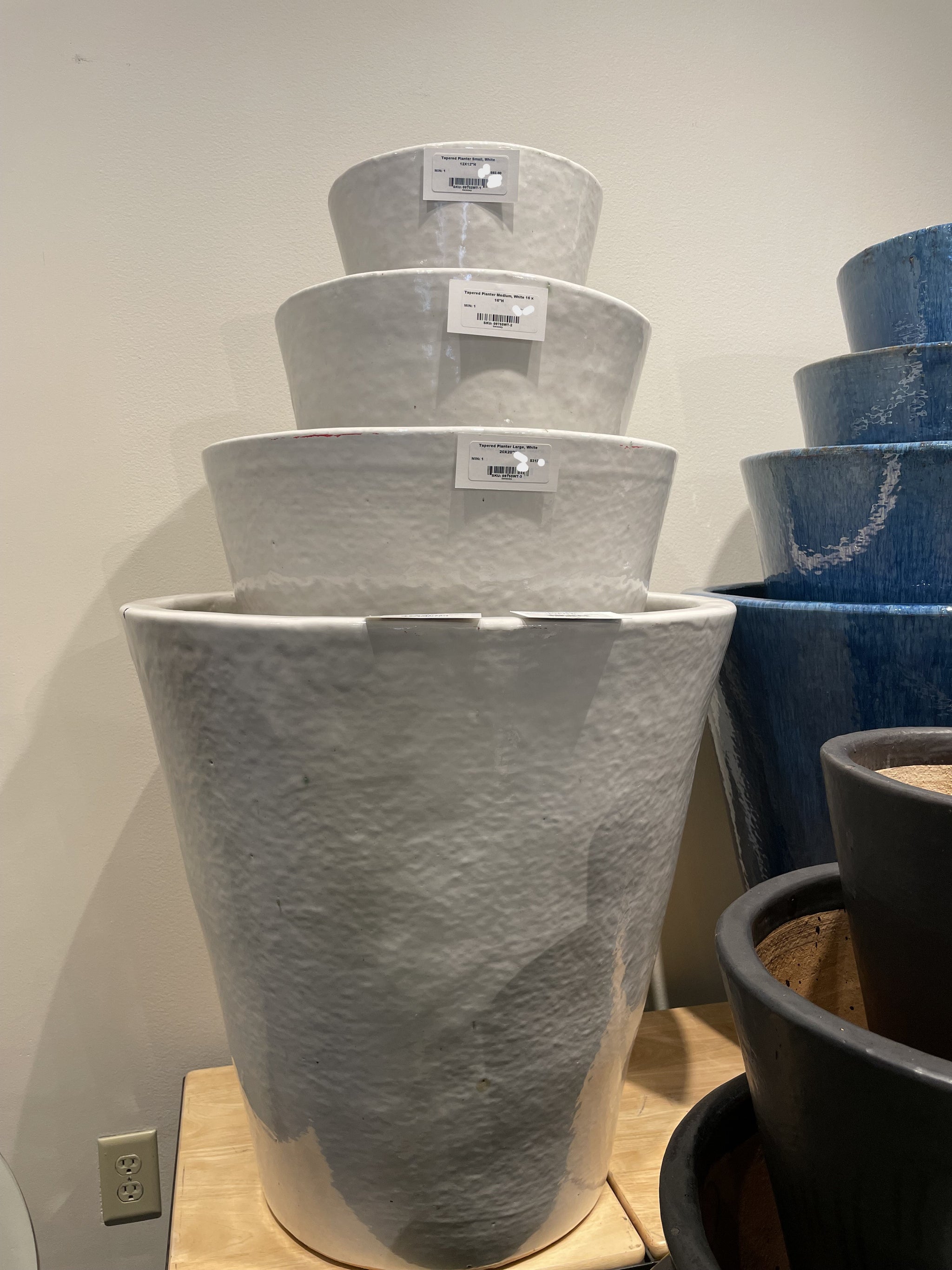 large white indoor planter Tapered Glossy White Ceramic Planter - Extra Large