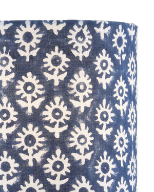 Block Print Navy Drum Chandelier Shade