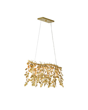 Golden Eucalyptus Rectangular Chandelier
