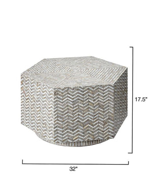 Brando Mother of Pearl Hexagon Coffee Table