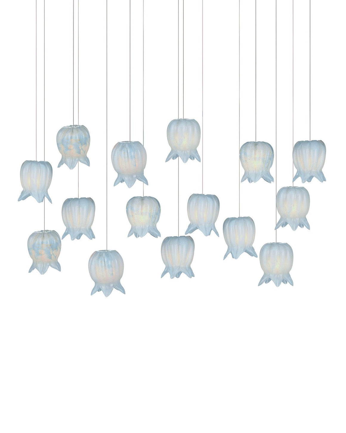 Polpo Blue 15-Light Linear Multi-Drop Pendant