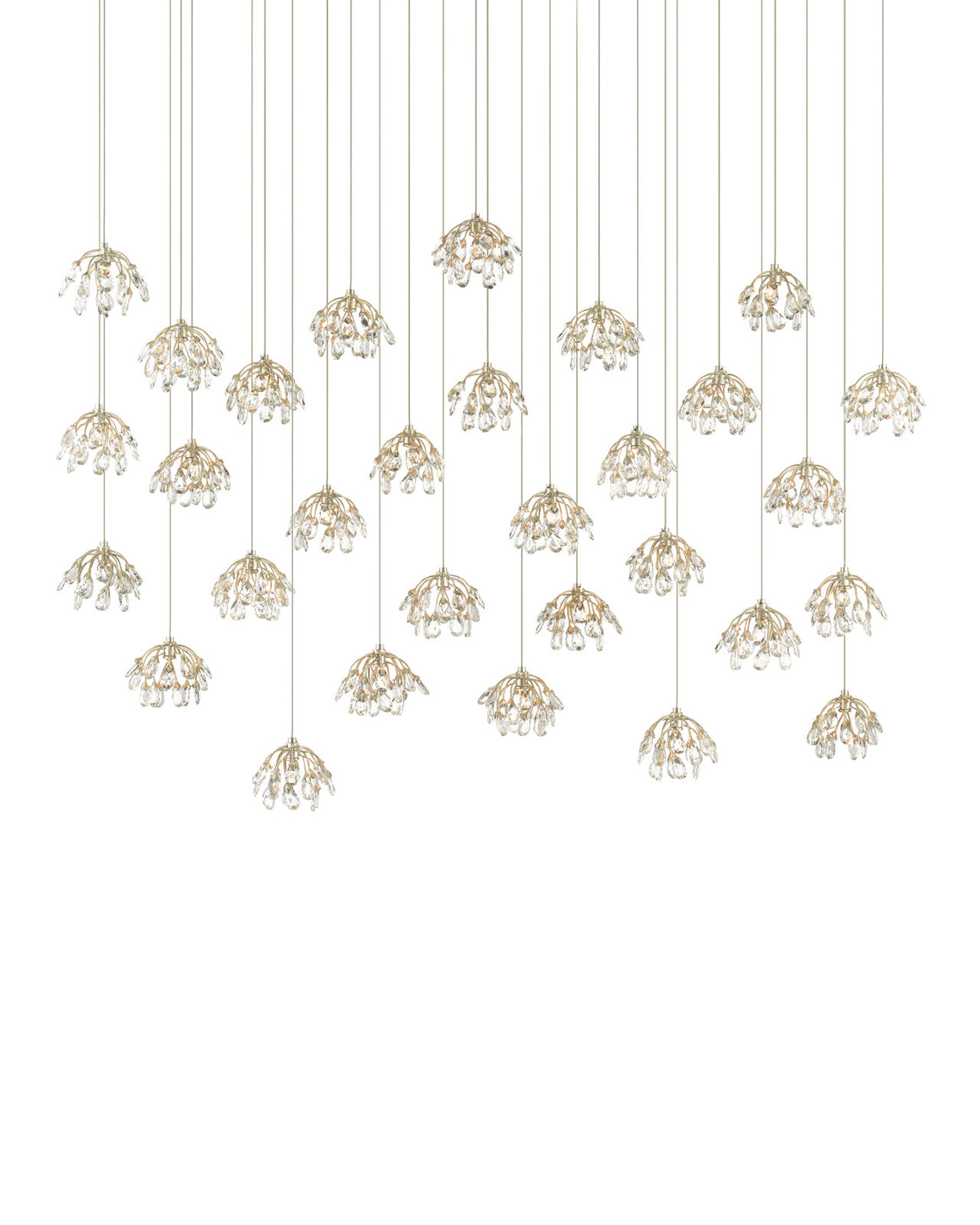 Crystal Bud 30-Light Linear Multi-Drop Pendant