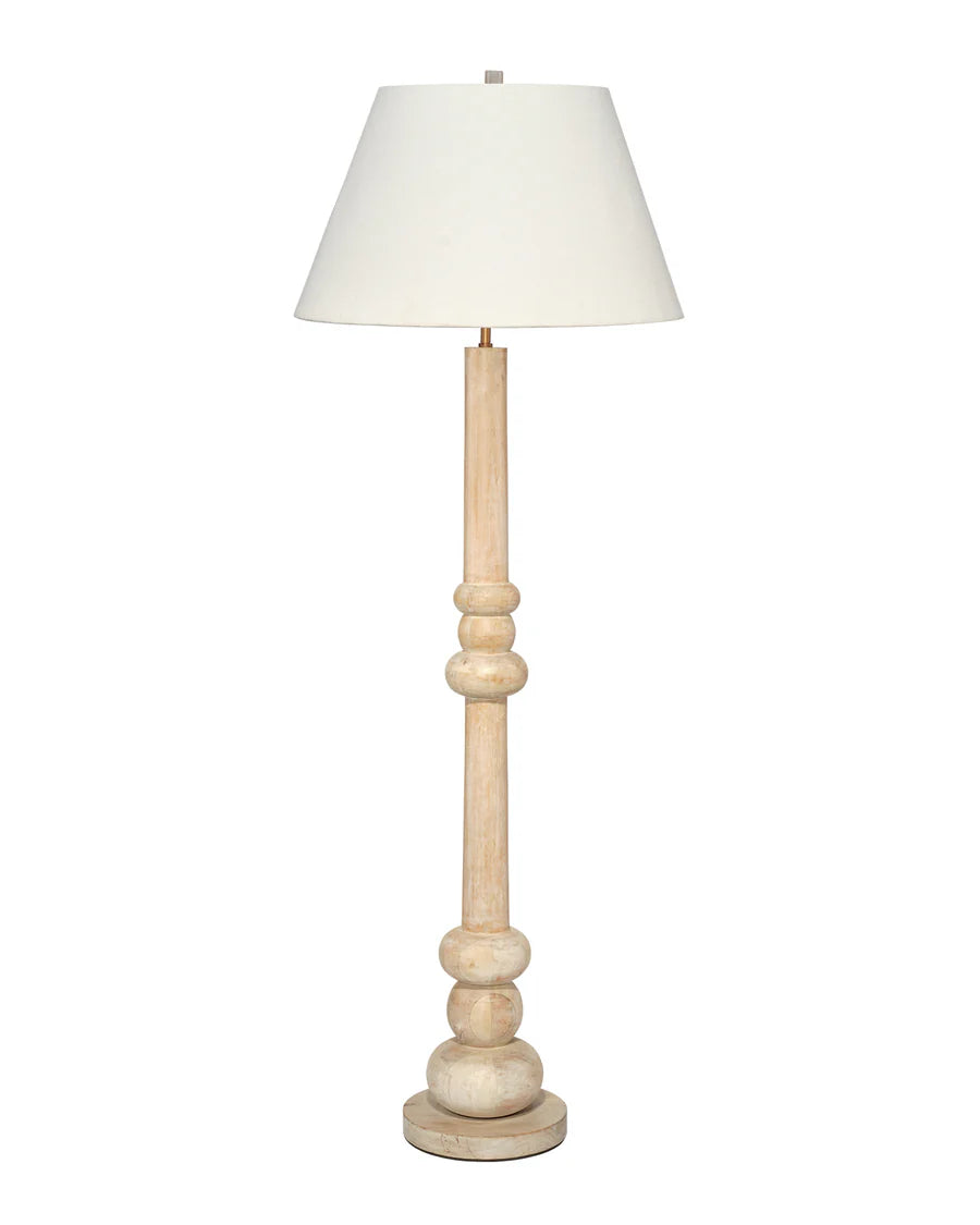 Augustine Floor Lamp, White Washed Wood