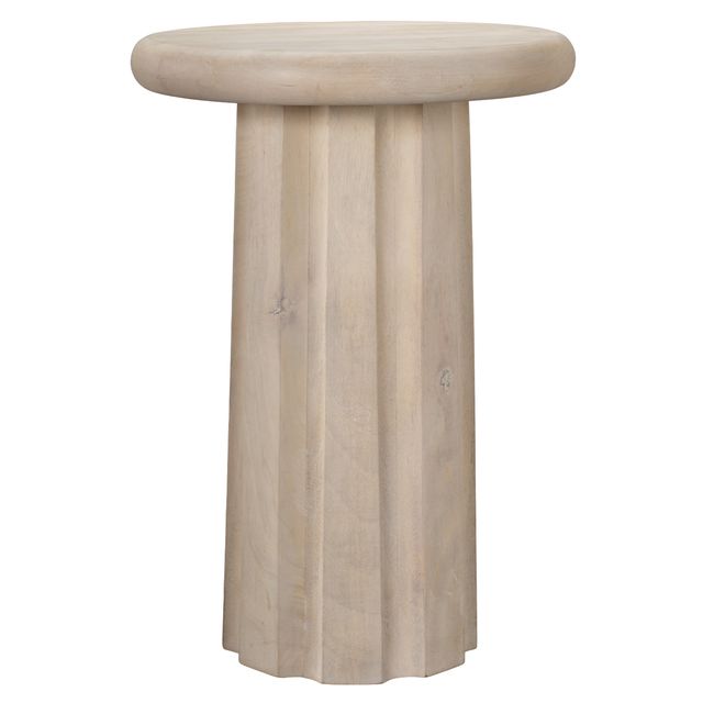 Cremini Wood Side Table, Off-White