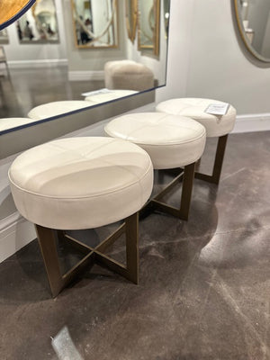 White Leather Button Bench