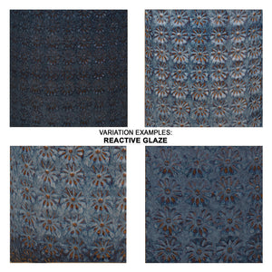 Wildflower Patterned Ceramic Accent Table – Dark Blue & Grey