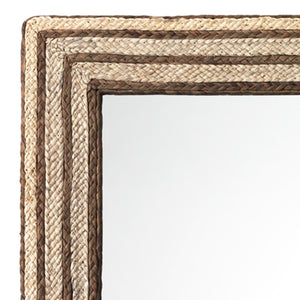 Evergreen Rectangle Mirror in Natural Braided Seagrass