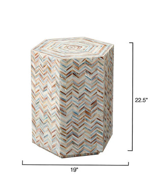 Hepburn Mother of Pearl Hexagon Side Table