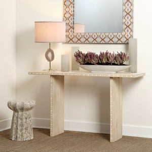 Agate Slice Table Lamp with Linen Drum Shade
