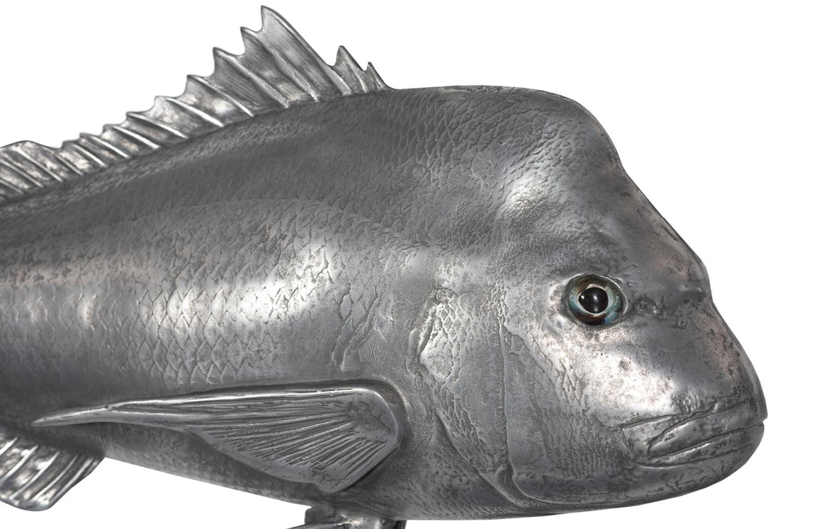 Australian Snapper Fish Wall Sculpture, Resin, Polished Aluminum Finish
