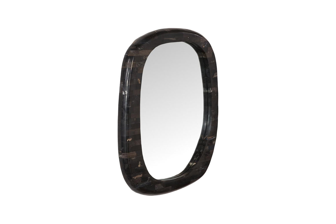 Morphic Petrified Mirror, Rounded, Black Frame