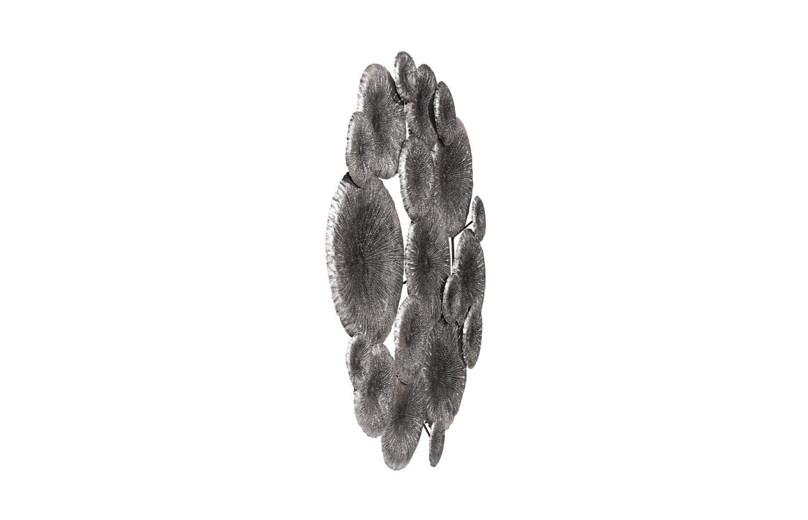 Lotus Collage, Round, Metal, Silver/Black