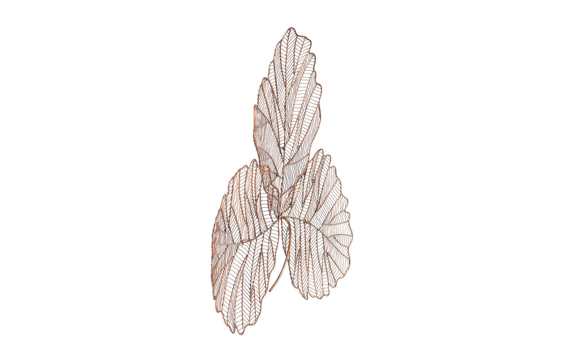 Tri Leaf Wall Art, Medium, Metal, Copper/Black