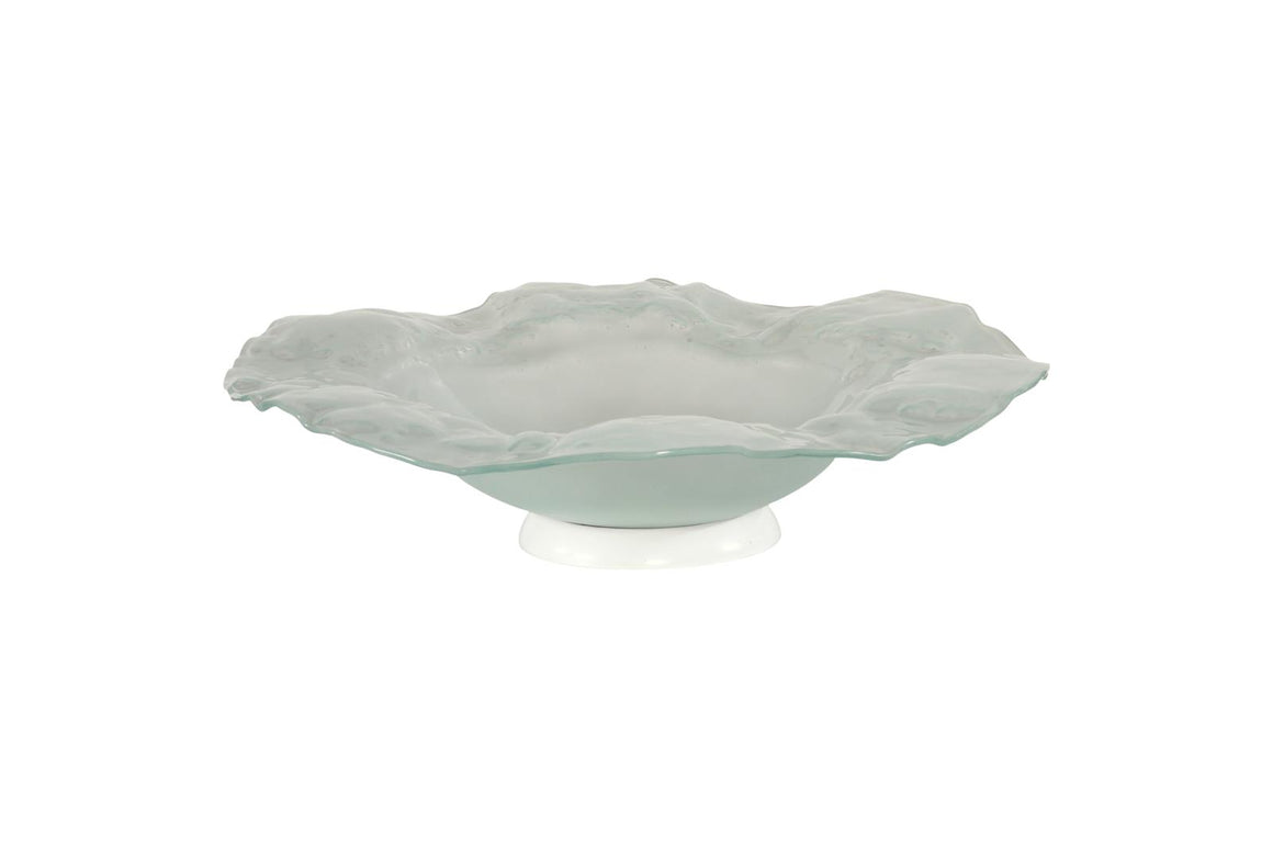 Frosted Leaning Glass Bowl, SM, With Ring Base