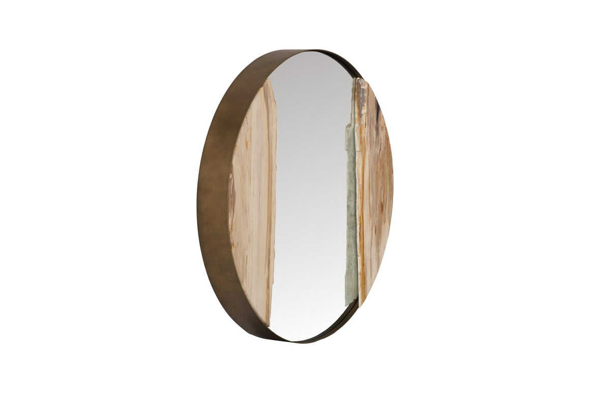 Petrified River Mirror, Brass Frame, Large