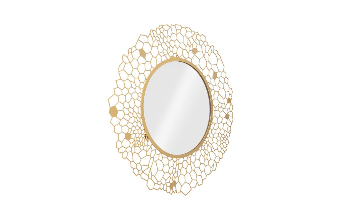 Round Honeycomb Mirror Brass