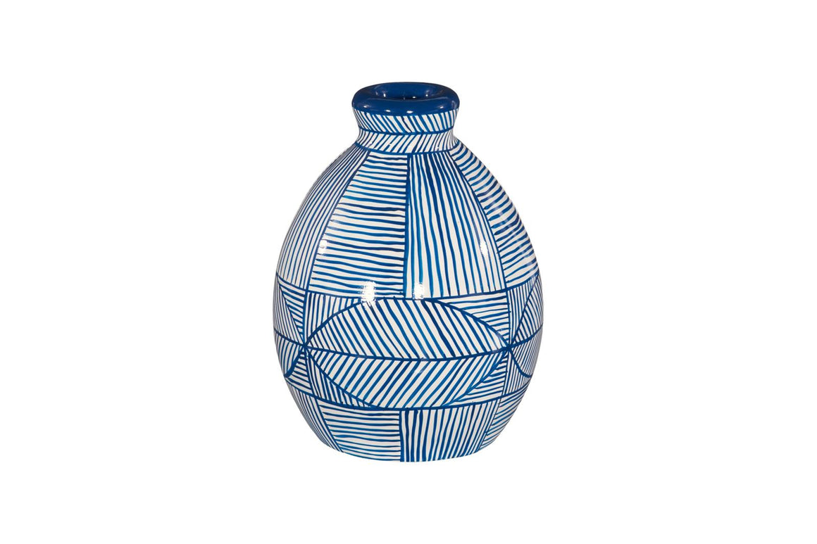 Indigo Mosaic Vase, Short