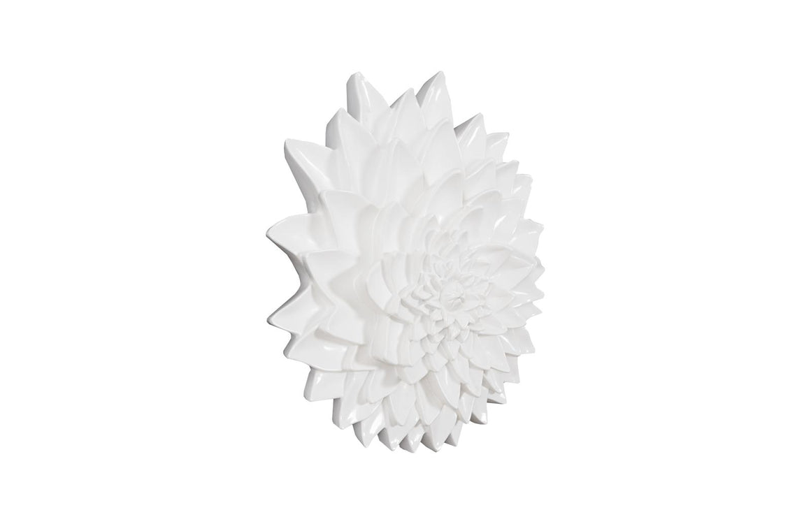 Dahlia Flower Wall Art, Gel Coat White