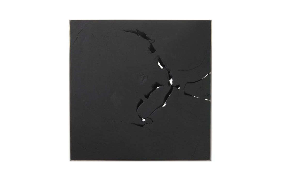 Burnt Cube Side Table, Chamcha Wood, Stainless Steel Base