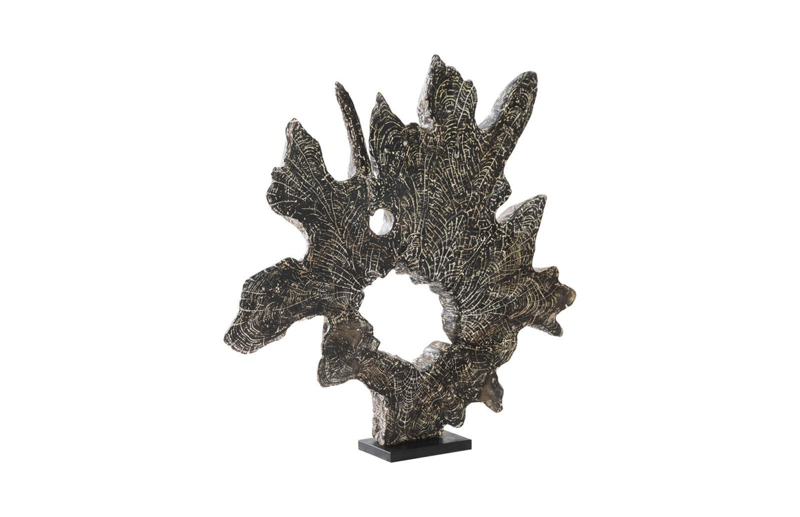 Teak Sculpture on Stand, Black Wash
