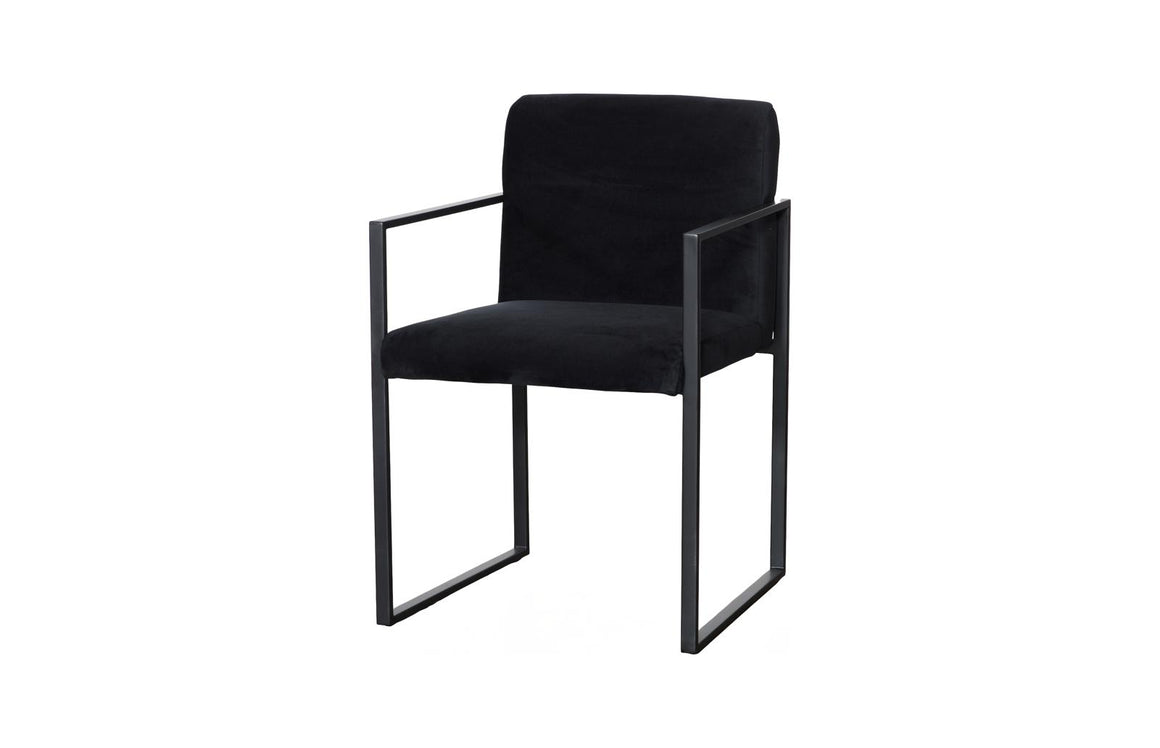 Frozen Arm Chair, Velvet Black, Matte Black Metal Frame
