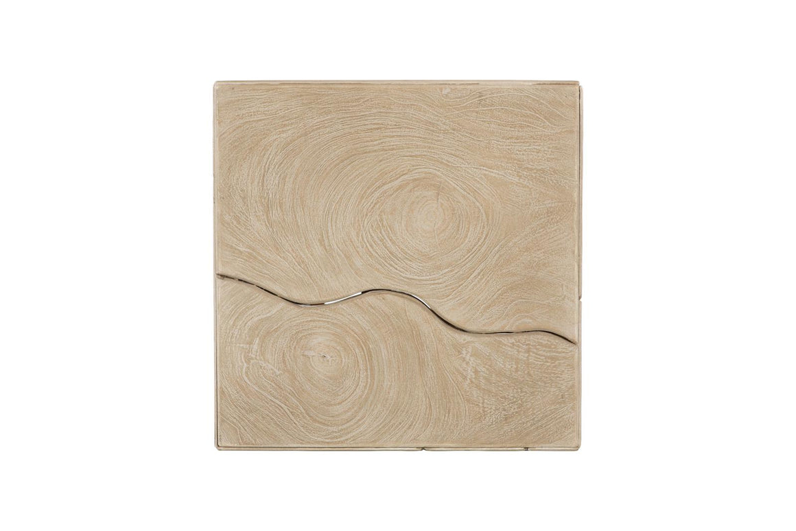 Teak Slice Pedestal, Square, Oat Finish, LG