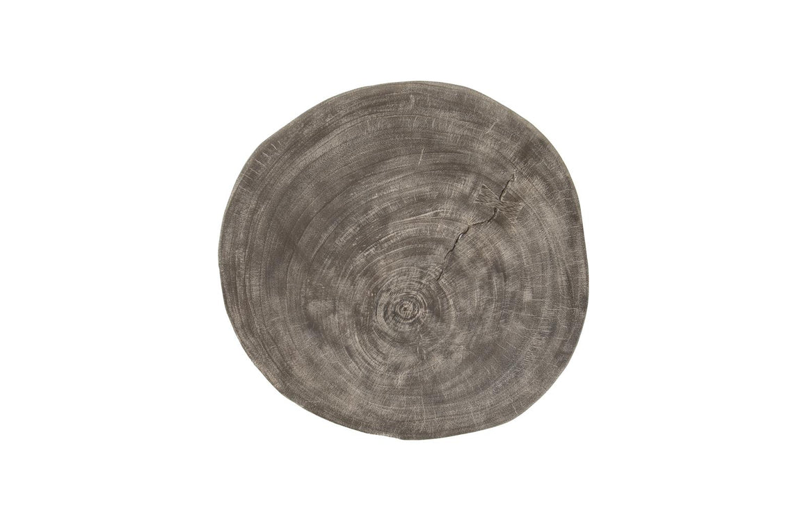 Crosscut Side Table, Gray Stone, Forged Legs