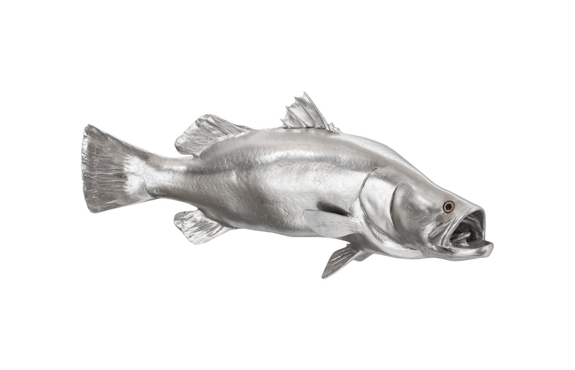 Barramundi Fish Wall Sculpture, Resin, Silver Leaf