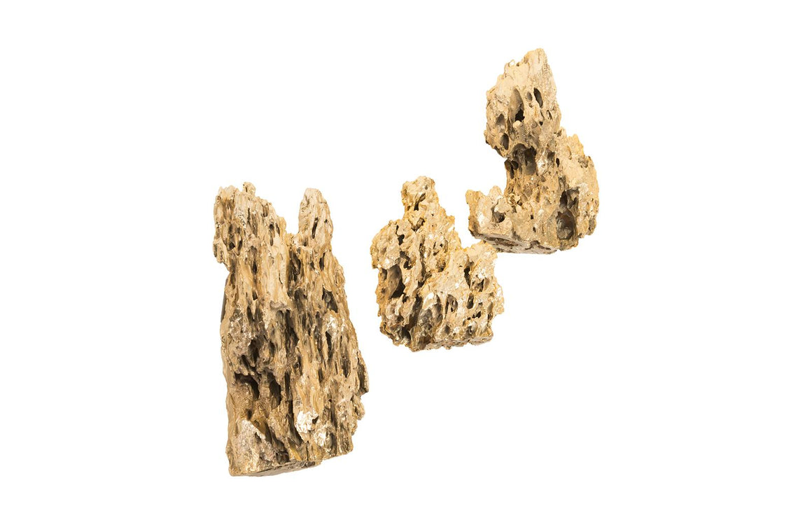 Stalagmite Wall Art Plated Brass, Set of 3,  Assorted Size and Shape