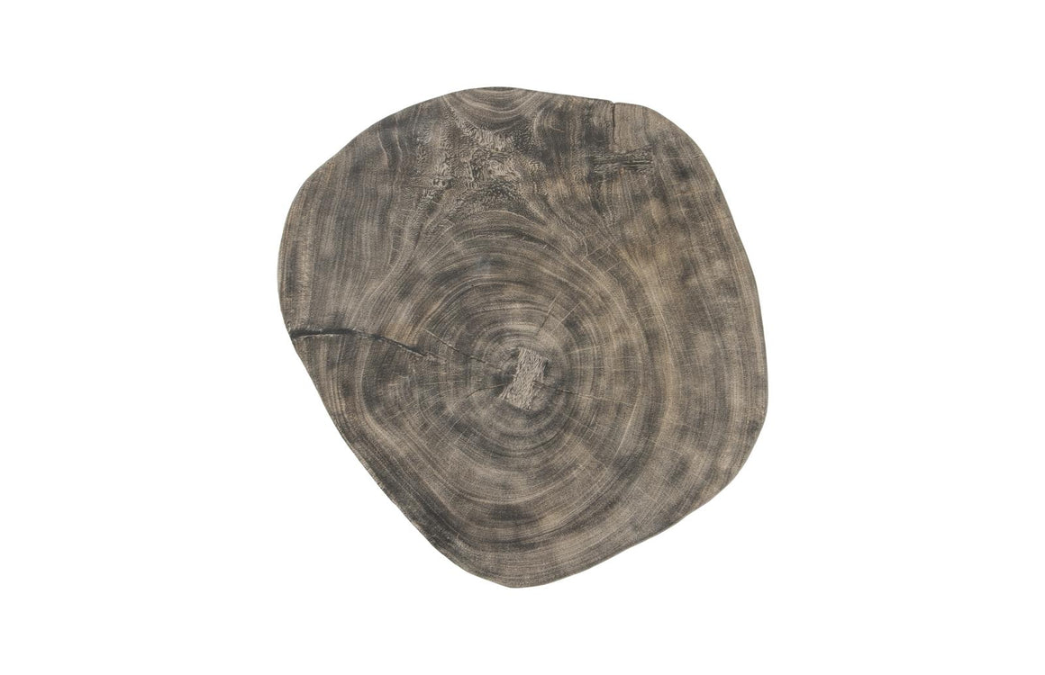 Crosscut Coffee Table, Gray Stone, Forged Legs