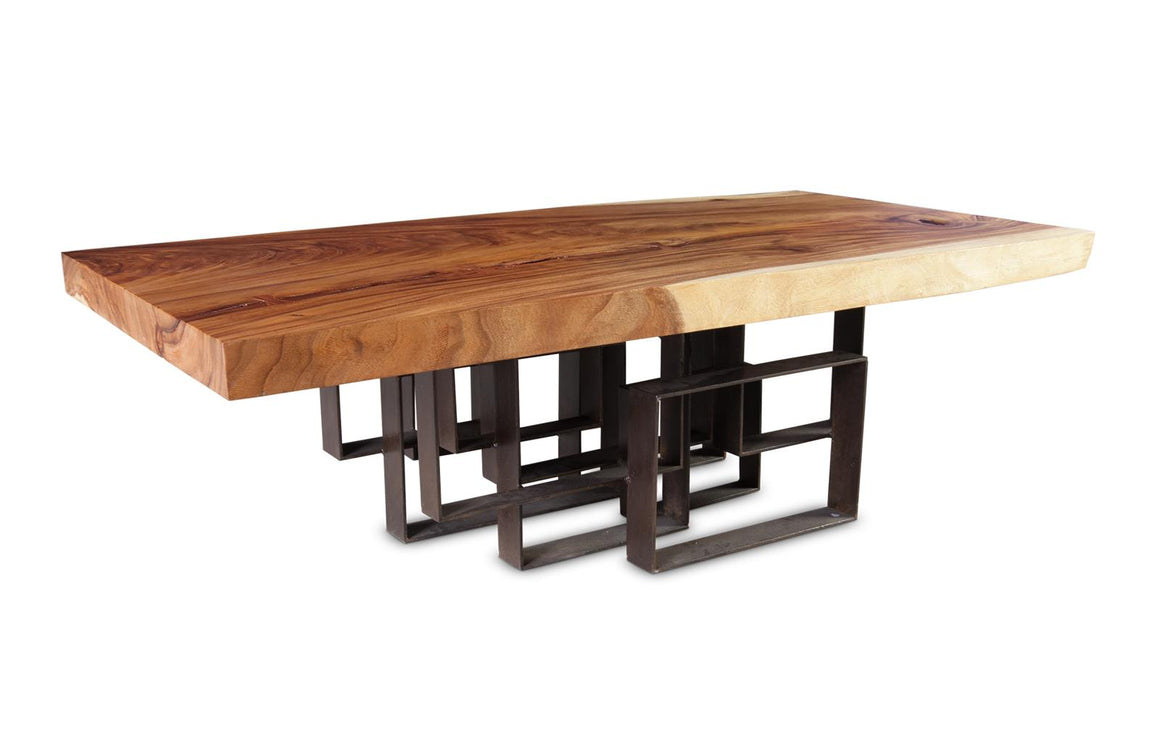 Score Coffee Table, Chamcha Wood, Iron Base
