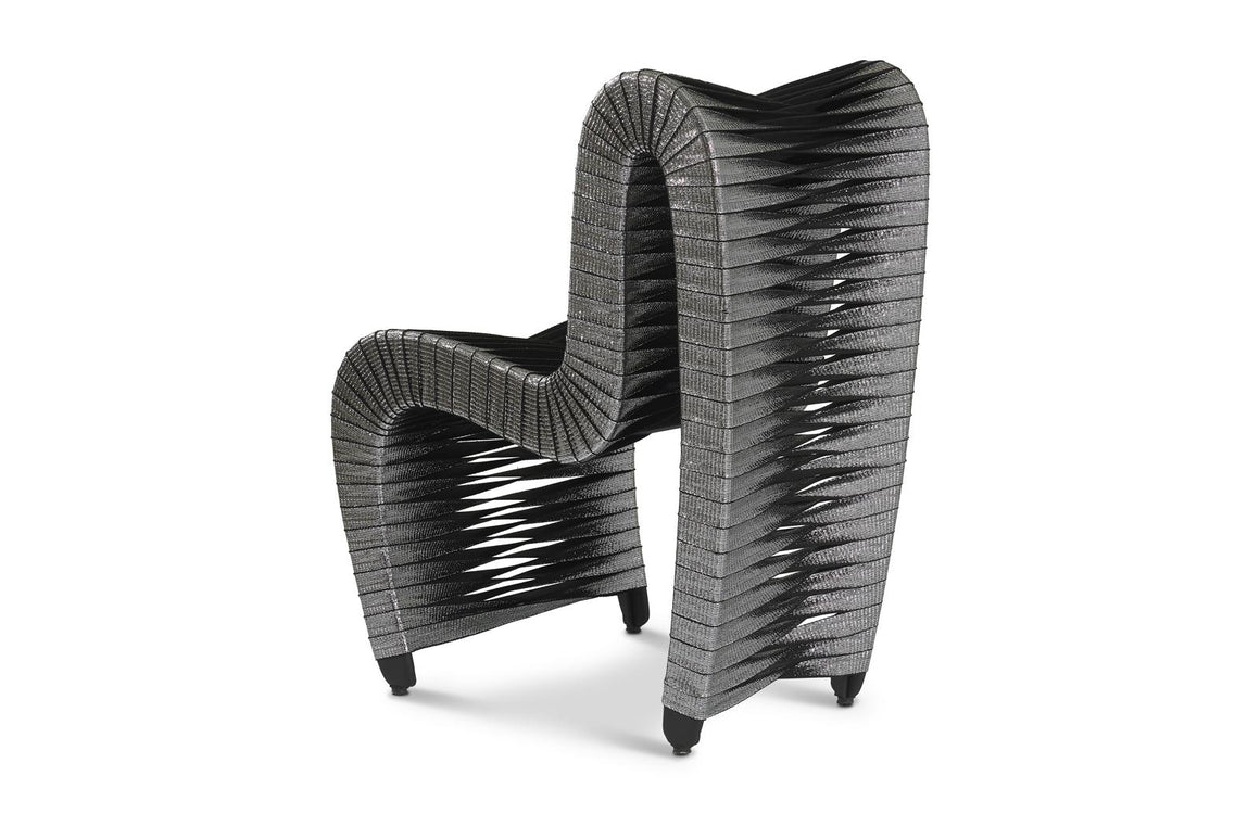 Seat Belt Dining Chair, Silver, Metallic
