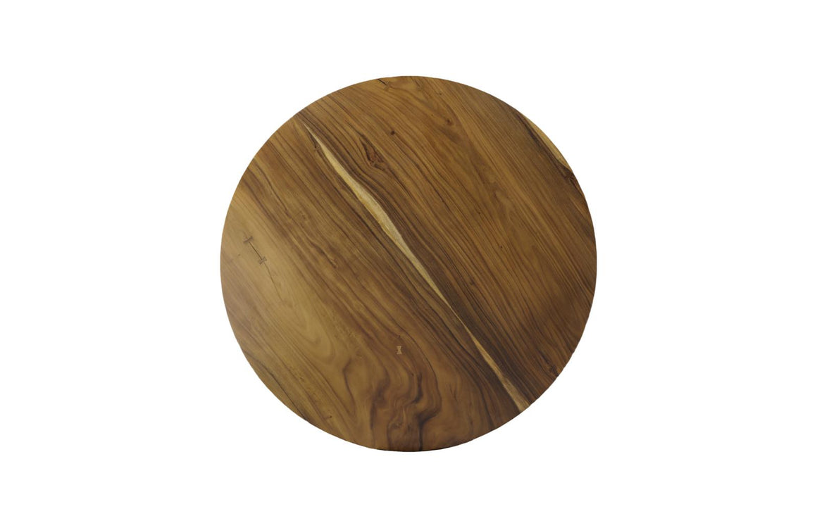 Chuleta Round Dining Table on Stainless Steel Base, Natural