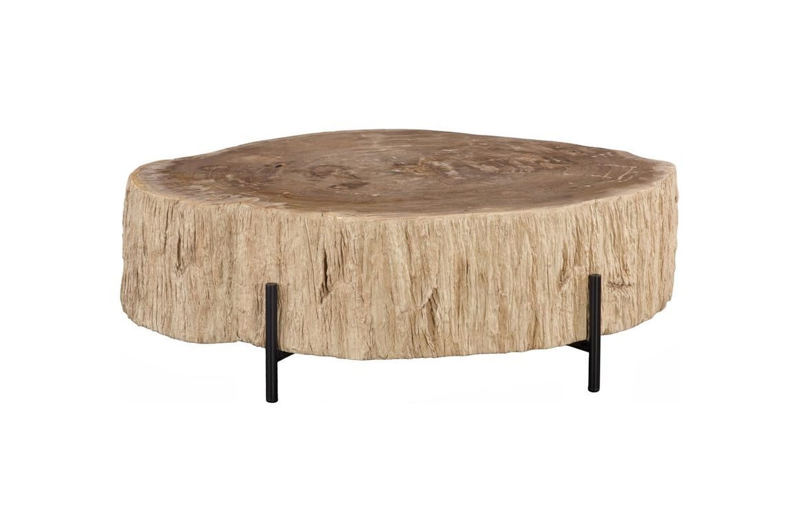 Chaka Petrified Coffee Table, Cream, With Black Legs