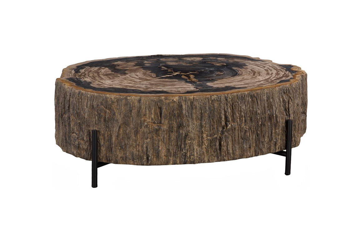Chaka Petrified Coffee Table, Mixed, With Black Legs