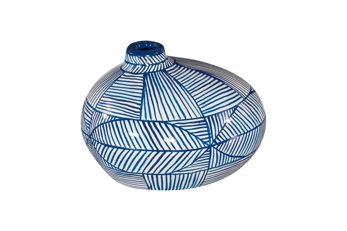 Indigo Mosaic Vase, Wide