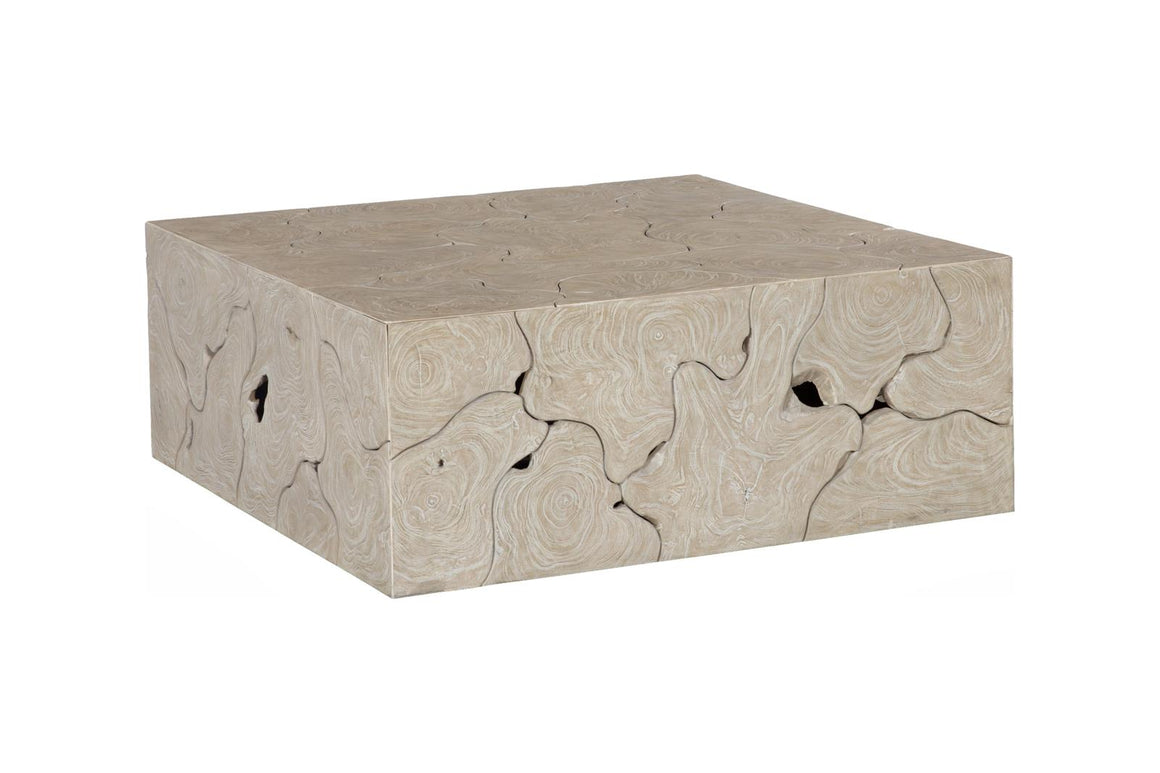 Teak Slice Coffee Table, Square, Oat Finish